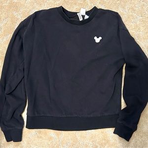 H&M Black Mickey Disney Embroidered Sweatshirt Size XS